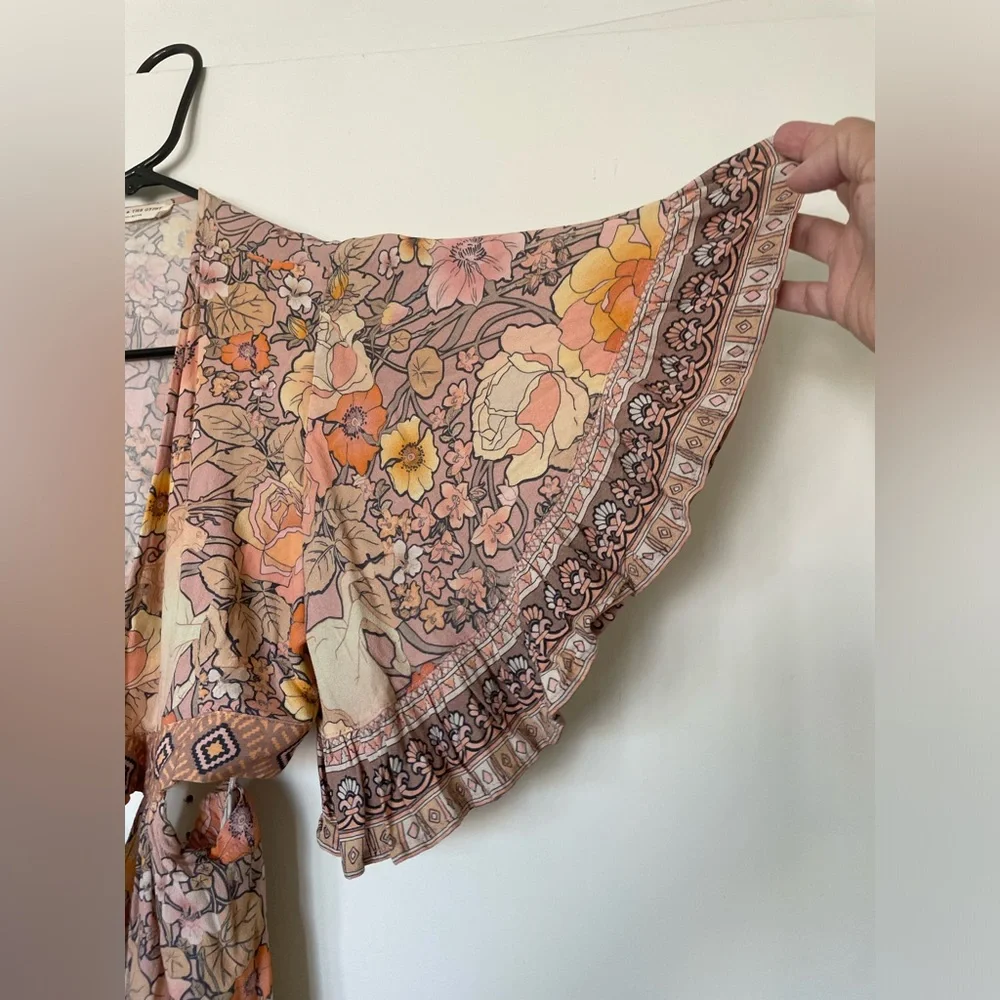 Spell Floral Pink Peach Bohemian Maxi Dress - Picture 3 of 7